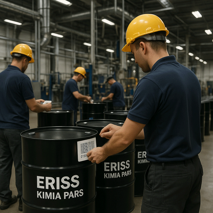 برچسب گذاری و کدگزاری روغن های صنعتی راه کاری. مناسب برای جلوگیری از هدر رفت